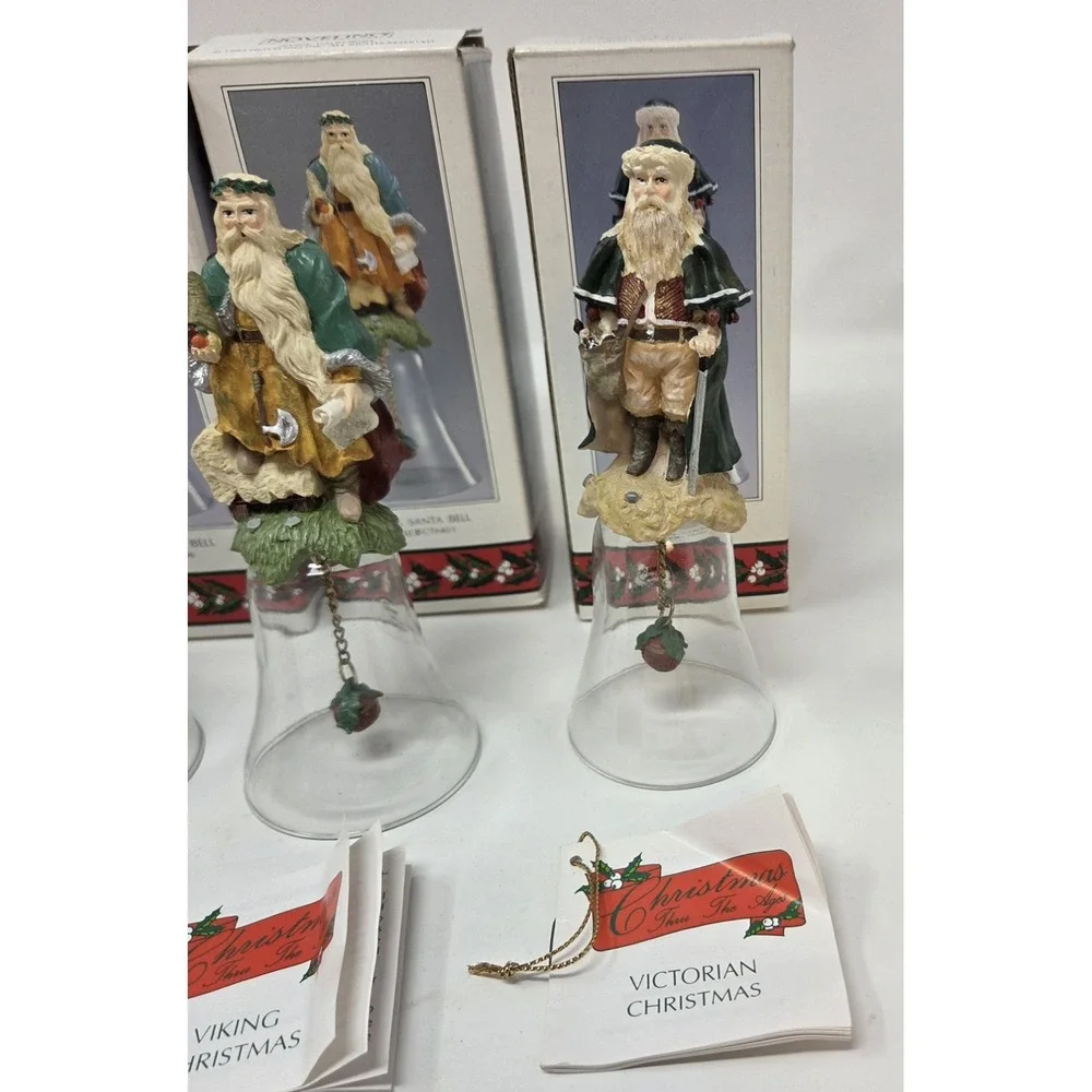 1992 Novelino Santa Bell Lot Christmas Thru The Ages Set of 6 in Boxes